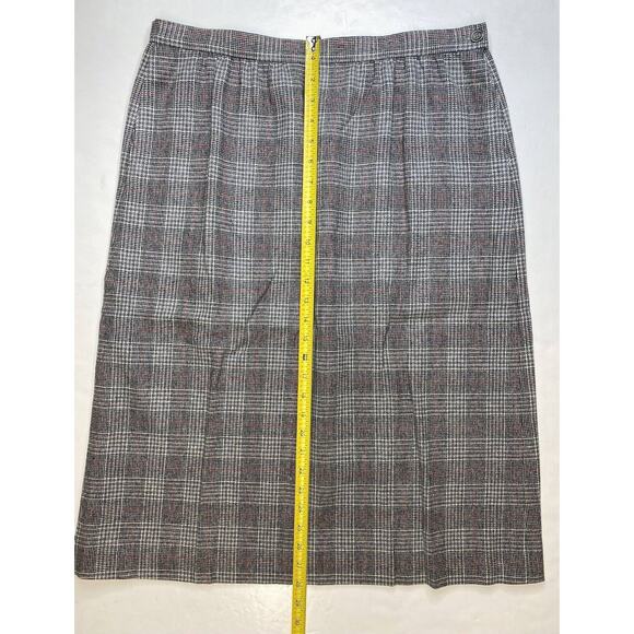 Vintage Pendleton Wool Midi Skirt 16 Gray Glen Plaid Houndstooth See Measurement - Picture 6 of 9
